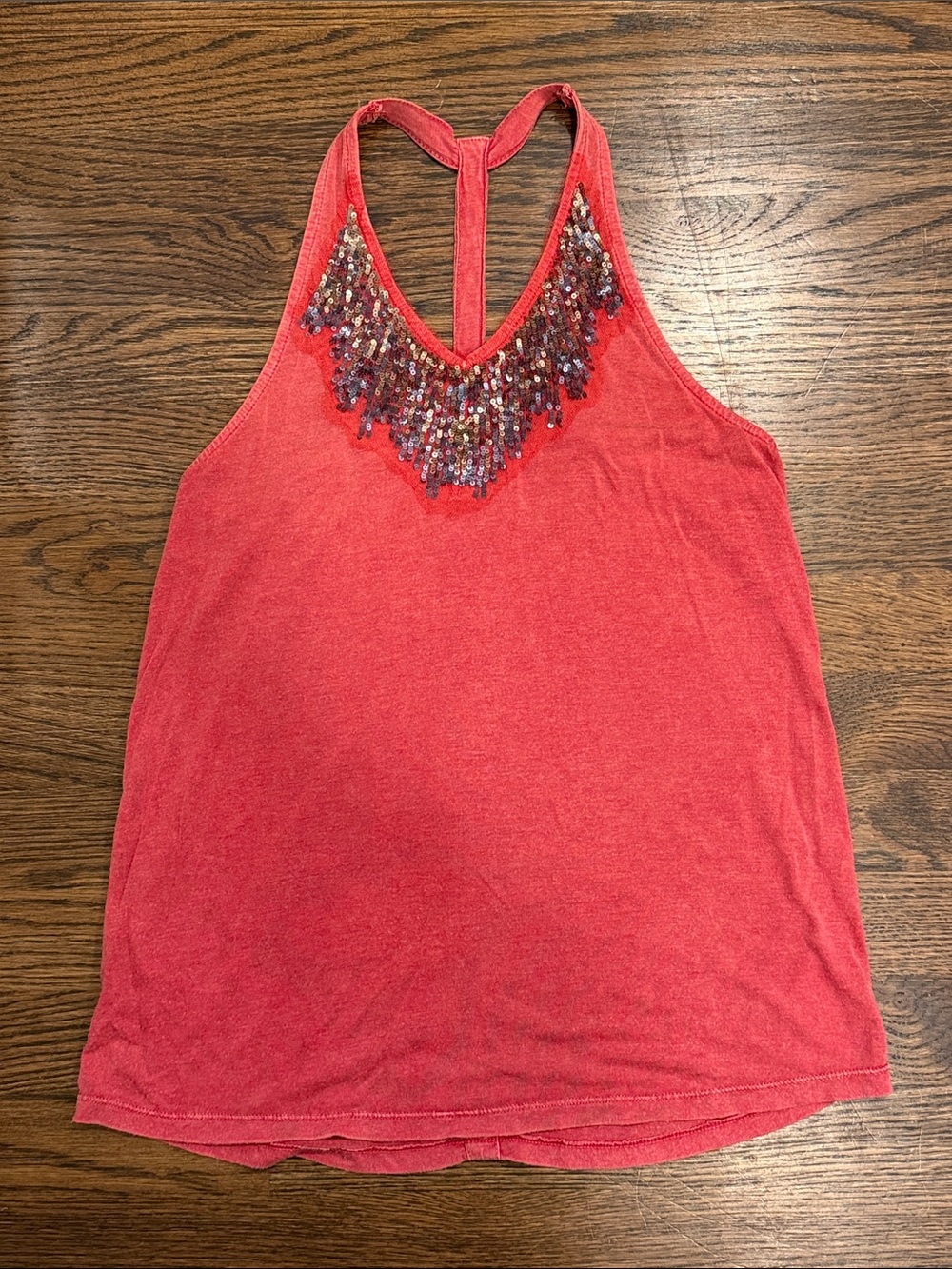 Women’s Red Sequin-Embellished Tank Top